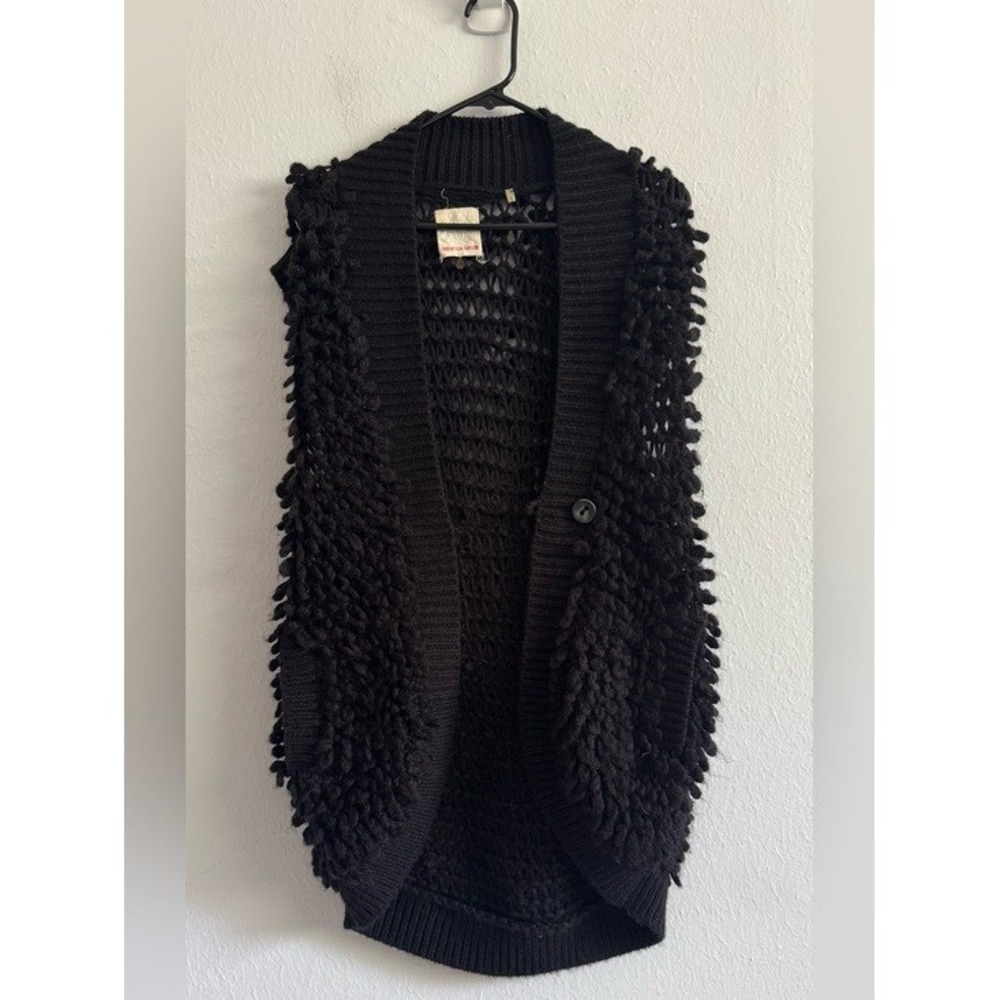 Rebecca Taylor Black Wool blend Textured Fringe Knit Sweater Vest Size Small - Picture 10 of 12